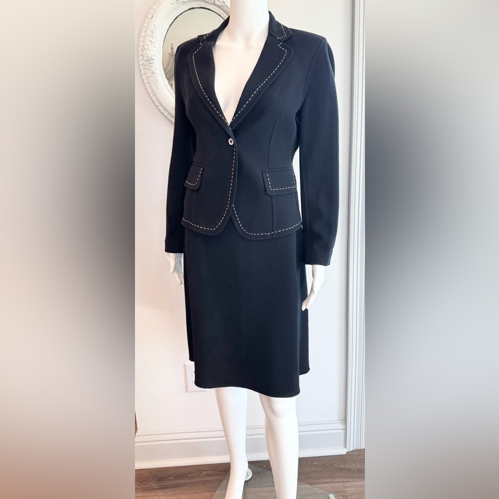 Anne Klein New York Skirt Suit Set 100% Virgin Wool 4